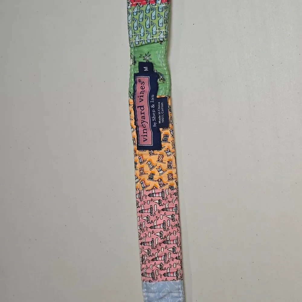 Vineyard Vines Fabric Patchwork D-Ring 100% Cotton Medium Belt